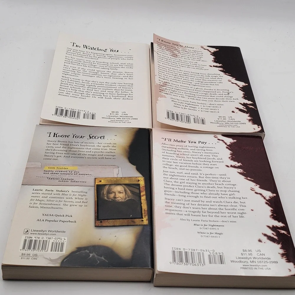 Laurie Faria Stolarz Blue is for Nightmares Series Paperback 4 Book Lot Good